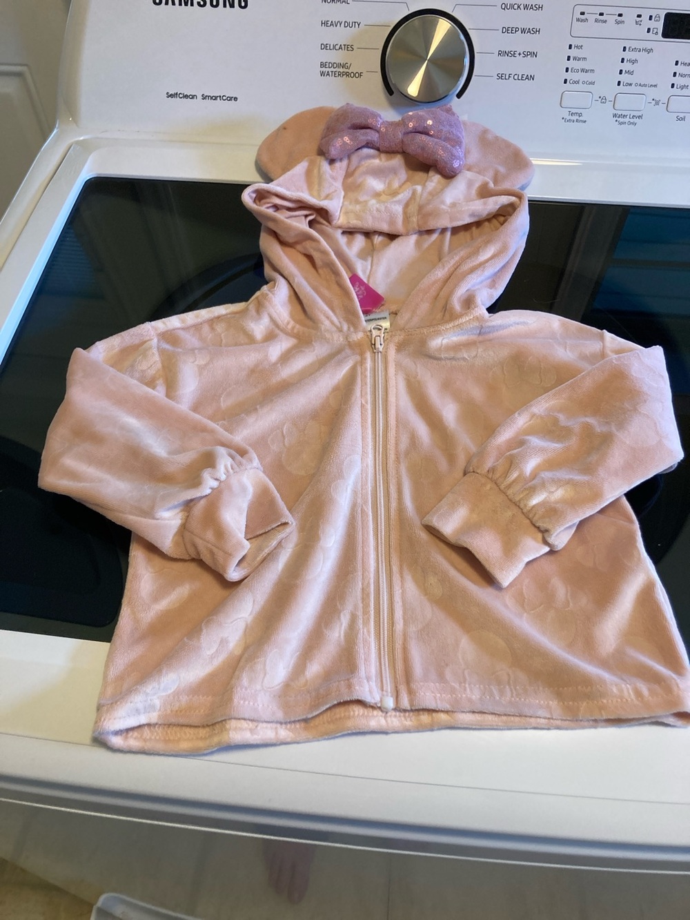 Disney Pink Plush Hooded Zip-Up with Bow Ears